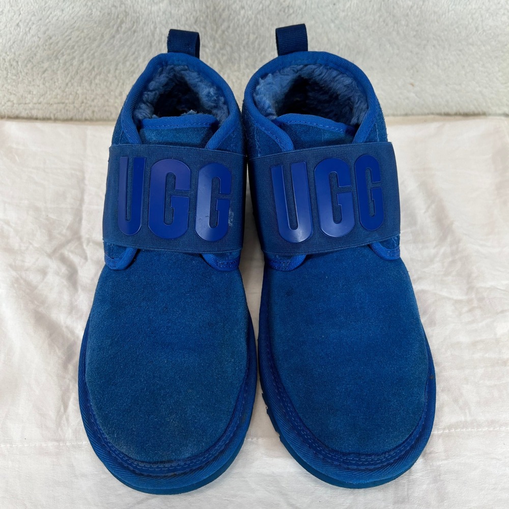 UGG Neumel Blue Suede Shearling Elastic Strap Boots‎ Mens 7 - Picture 2 of 15